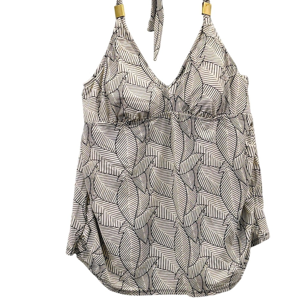Liz Lange Maternity for Target Tankini Top XL Cream Black‎ Leaf Print Halter Tie